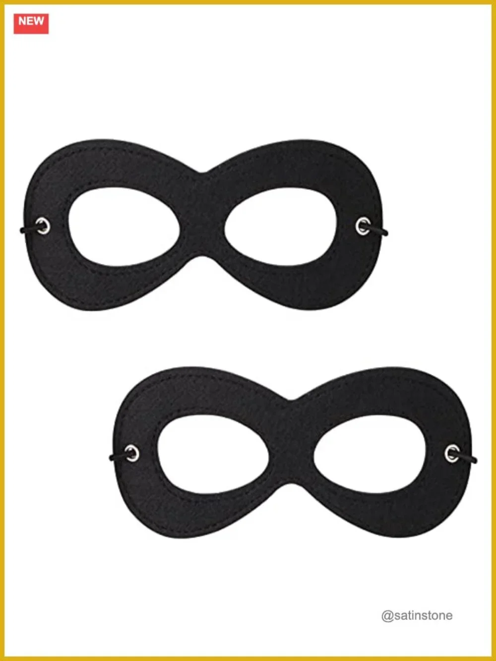 Black Felt Superhero Mask Set of 2 Adjustable Halloween Costume Party
